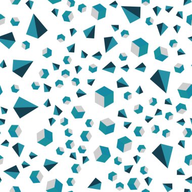 Açık mavi, vektör kesintisiz, izometrik şablon kristalleri, kareler ile yeşil. Dekoratif tasarım çizgileri, küpleri ile soyut tarzda. Desen için modaya uygun Kumaş, duvar kağıtları.