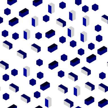 Koyu mavi vektör zemin rhombus ile kesintisiz, izometrik. Modern Soyut illüstrasyon renkli dikdörtgenler ile. Kartvizit, Web siteleri için şablon.