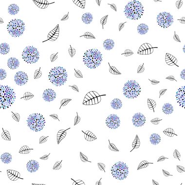 Koyu pembe, mavi yapraklar, çiçekler ile Dikişsiz soyut desen vektör. Yaprak, Çiçek Origami tarzı ile doodle. Tekstil, kumaş, duvar kağıtları için tasarım.