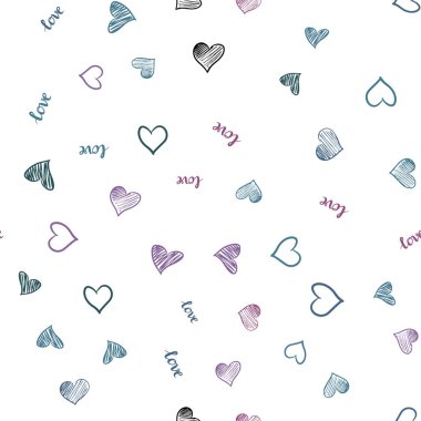 Açık mavi, kırmızı vektör sorunsuz zemin ile ifade Love You, kupa. Renkli gradyan ifade Love You, kalpleri soyut tarzda. Desen için modaya uygun Kumaş, duvar kağıtları.
