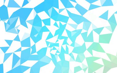 Açık mavi, yeşil vektör düşük poli doku. Üçgenler ile modern soyut resim. Afiş için tamamen yeni şablon.