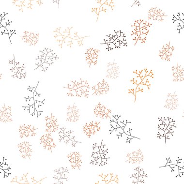 Koyu turuncu vektör dalları ile seamless zarif modeli. Yaprakları ve beyaz arka plan üzerinde gradyan ile şubeleri. Kartvizit, Web siteleri için şablon.