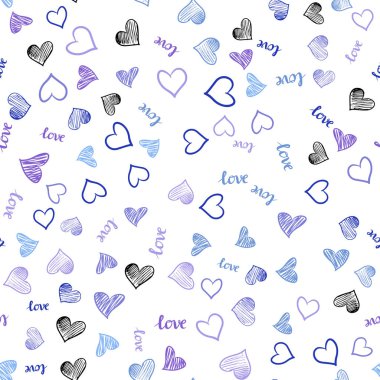 Hafif pembe, mavi vektör sorunsuz geçmiş sözler, kalpleri ile. Romantik illüstrasyon renkli ifade Love You, kalpleri ile. Doku pencere panjur, perdeler için.