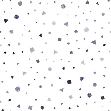 Koyu mor vektör poli tarzı daireler, küpleri ile ile sorunsuz doku. Daireler, çizgiler, rhombus renkli gradyan ile. Desen için modaya uygun Kumaş, duvar kağıtları.