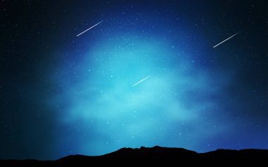 Uzay yıldızlı hafif Mavili vektör şablonu. Bulanık dekoratif tasarım galaksi yıldızlarıyla basit bir stilde. Kozmik arkaplanlar için şablon.