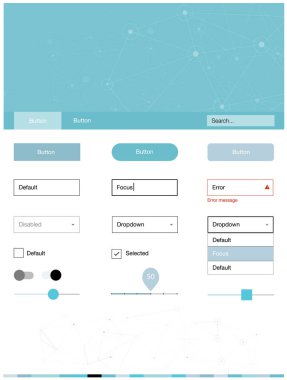 Hafif mavi vektör tel kafes kiti kristalleri, daireler ile. UI takımı tasarım renkli kristaller, soyut tarzda daireler. Bu örnek açılış sayfanız için mu.