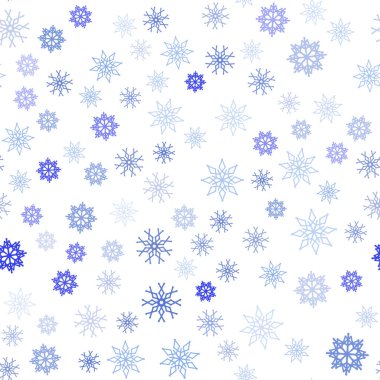 Hafif mavi vektör parlak kar taneleri ile sorunsuz düzeni. Parlayan illüstrasyon kar Noel tarzı ile renkli. Desen tasarım kumaş, duvar kağıtları.