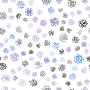 Pembe ışık, vektör Noel kar taneleri ile seamless modeli mavi. Parlayan illüstrasyon kar Noel tarzı ile renkli. Desen tasarım pencere panjur, perdeler.