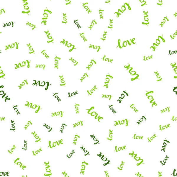 Vert Clair Motif Sans Couture Vectoriel Jaune Avec Phrase Love — Image vectorielle