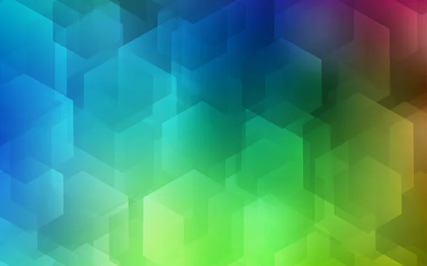 Azul Claro Plantilla Vectorial Verde Estilo Hexagonal Fondo Blanco Con — Vector de stock