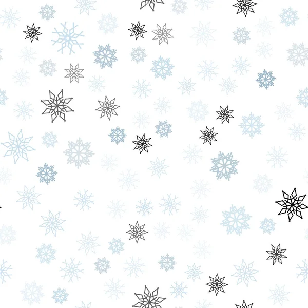 Světle Modrý Vektor Vzor Bezešvé Vánoční Vločky Dekorativní Svítící Ilustrace — Stockový vektor