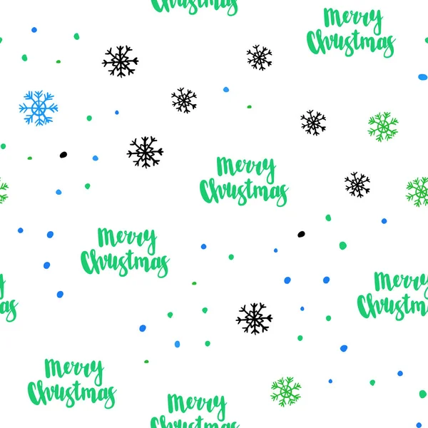 Hellblaues Grünes Vektormuster Mit Weihnachtlichen Schneeflocken Leuchtende Bunte Illustration Mit — Stockvektor