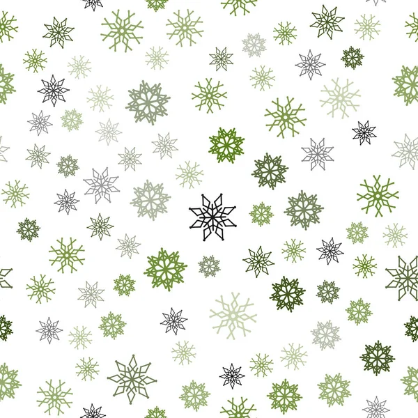Dunkelgrüne Vektor Nahtloses Muster Mit Weihnachtlichen Schneeflocken Glitzernde Abstrakte Illustration — Stockvektor