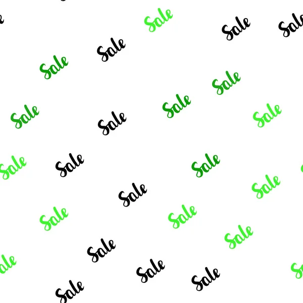 浅绿色矢量无缝模式与销售标志 在白色背景上带有折扣标志的渐变插图 销售横幅的图案 — 图库矢量图片