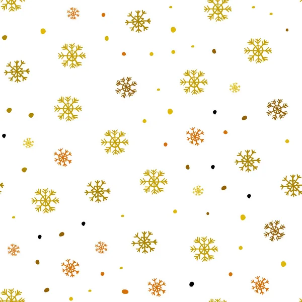 Vector Amarillo Oscuro Cubierta Sin Costuras Con Hermosos Copos Nieve — Vector de stock