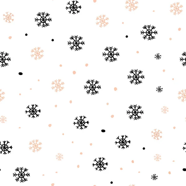 Light Orange Vektor Nahtloser Hintergrund Mit Weihnachtsschneeflocken Bunte Schneeflocken Mit — Stockvektor