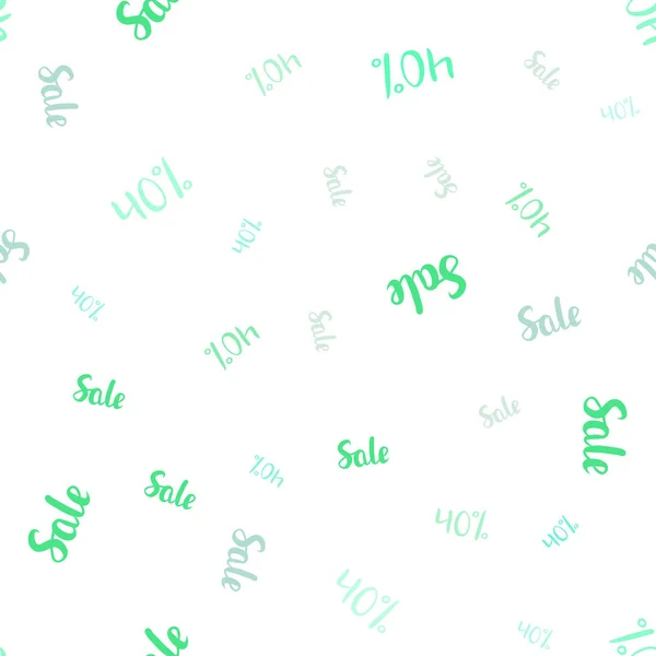 Светло Зеленый Векторный Беззапечатанный Фон Признаками Продаж Цветные Слова Продаж — стоковый вектор