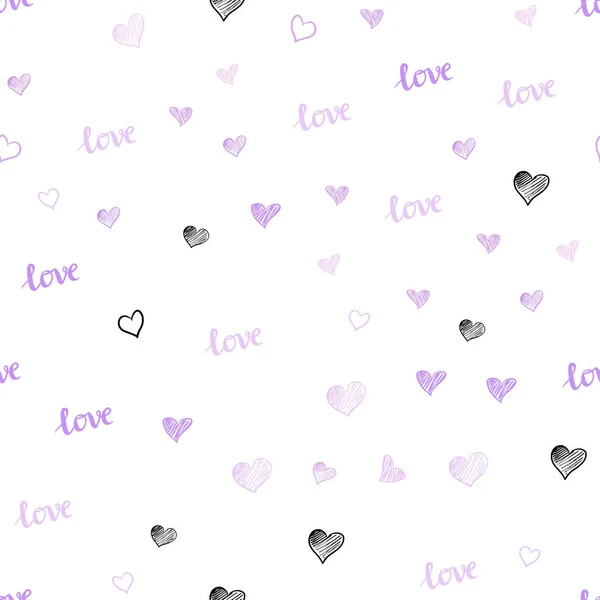 Light Purple Vector Seamless Backdrop Phrase Love You Hearts Colorful — Stock Vector
