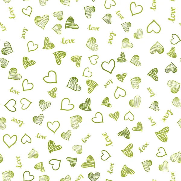 Texture Transparente Vecteur Vert Clair Avec Des Mots Love You — Image vectorielle