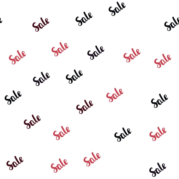 深红色矢量无缝纹理与销售的简单符号 闪耀着五颜六色的插图 以孤立的销售价格 广告的背景 黑色星期五的传单 — 图库矢量图片