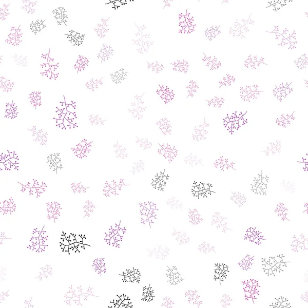 Светло Розовый Вектор Бесшовный Элегантный Узор Листьями Ветвями Красочная Иллюстрация — стоковый вектор