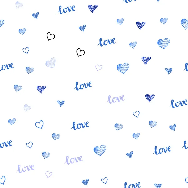 Ljusrosa Blå Vektor Sömlös Lock Med Citat Love You Hjärtan — Stock vektor