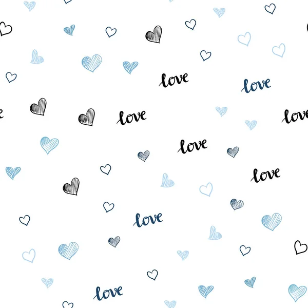 Texture Transparente Vecteur Bleu Clair Avec Des Mots Love You — Image vectorielle