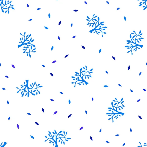 Tmavě Modrý Vektor Bezešvé Doodle Pozadí Listů Větvemi Moderní Abstraktní — Stockový vektor