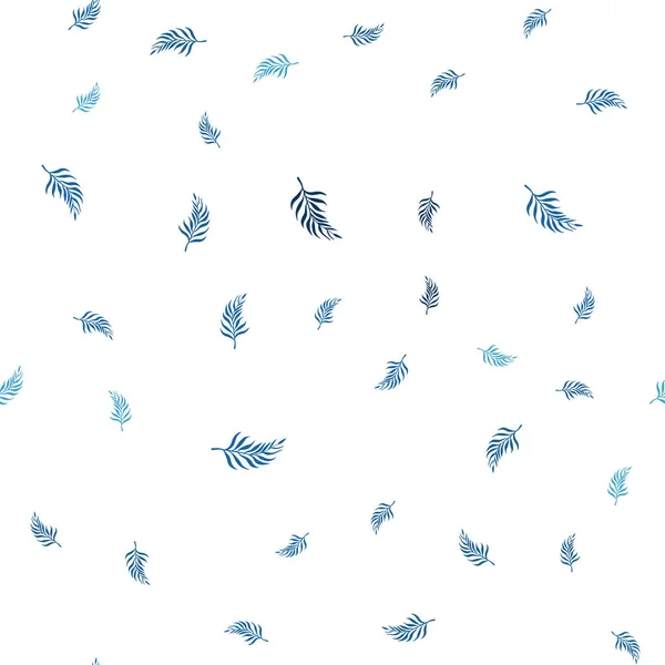 Modèle Doodle Sans Couture Vecteur Bleu Clair Avec Des Feuilles — Image vectorielle