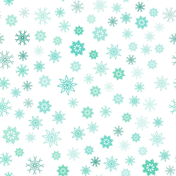美しい雪の結晶ライト緑ベクトルのシームレスなカバー 雪のクリスマス スタイルでぼやけた装飾的なデザイン 窓のブラインド カーテンの設計のためのパターン — ストックベクタ