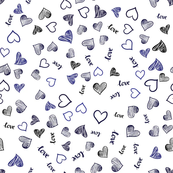 Dark Purple Vector Seamless Pattern Phrase Love You Hearts Colorful — Stock Vector