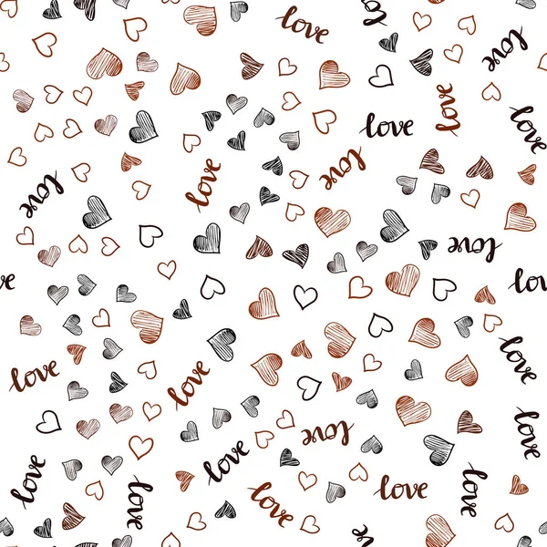 Dark Red Vector Seamless Pattern Phrase Love You Hearts Colorful — Stock Vector