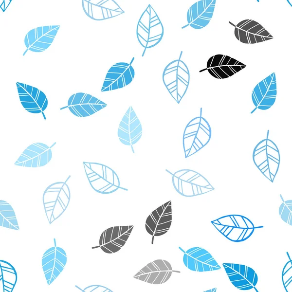 Texture Doodle Sans Couture Vecteur Bleu Clair Avec Des Feuilles — Image vectorielle