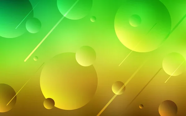 Világos Zöld Sárga Vektor Sablon Körökkel Absztrakt Illusztráció Színes Buborékok — Stock Vector