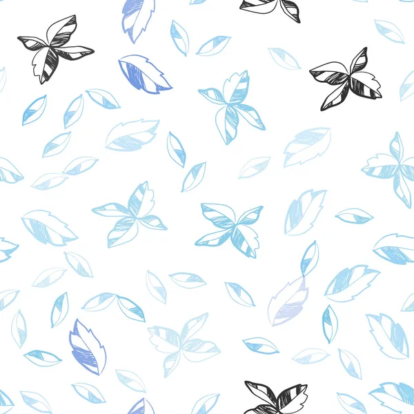 Hafif pembe, mavi vektör sorunsuz zarif arka plan yaprakları ile. Parlayan illüstrasyon karalama stilinde yaprakları ile renkli. Desen tasarım pencere panjur, perdeler.