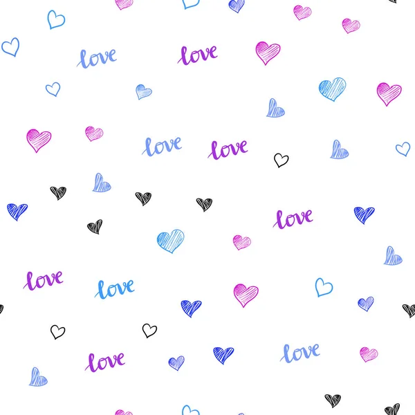 淡いピンク 愛を言葉で青いベクトル シームレスなテクスチャ カラフルなグラデーションのフレーズ愛する 抽象的なスタイルで心 ウェブサイトのテンプレート — ストックベクタ