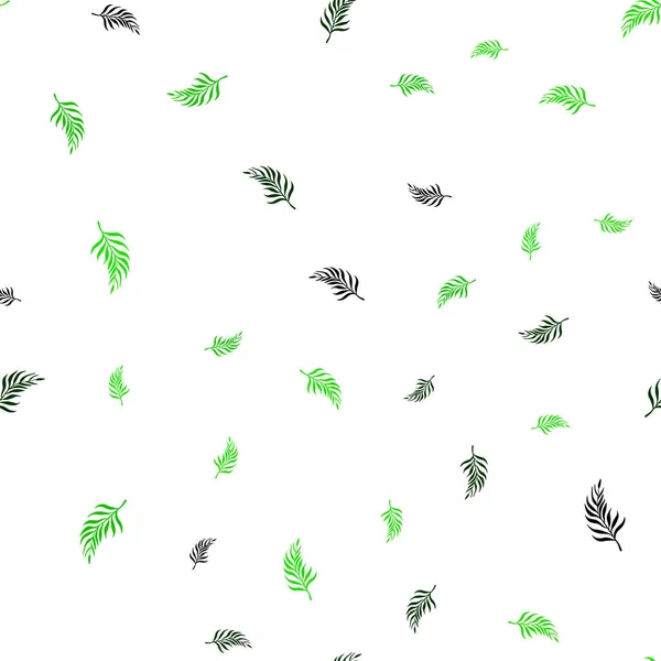 光緑ベクトルの葉でシームレスな落書きパターン 葉と落書きスタイルで新しいカラフルなイラスト ファブリック 壁紙のデザインのパターン — ストックベクタ