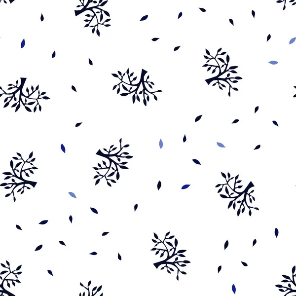 Tmavě Modrý Vektor Bezešvé Pozadí Abstraktní Listí Větví Barevné Ilustrace — Stockový vektor