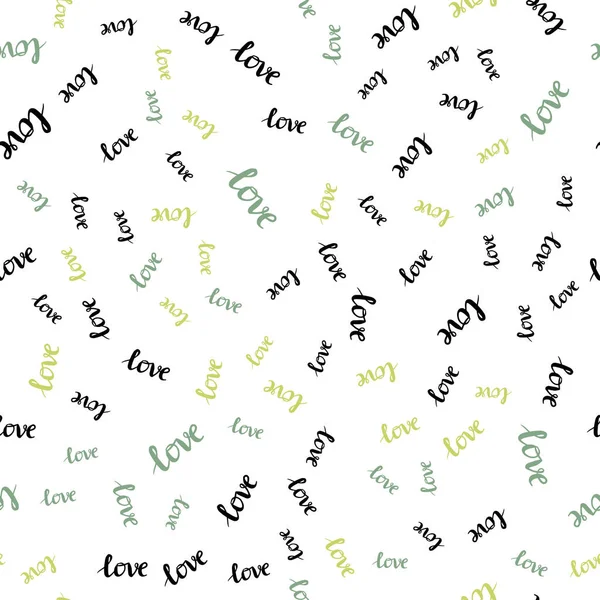 Light Blue Green Vector Seamless Pattern Phrase Love You Decorative — Stock Vector