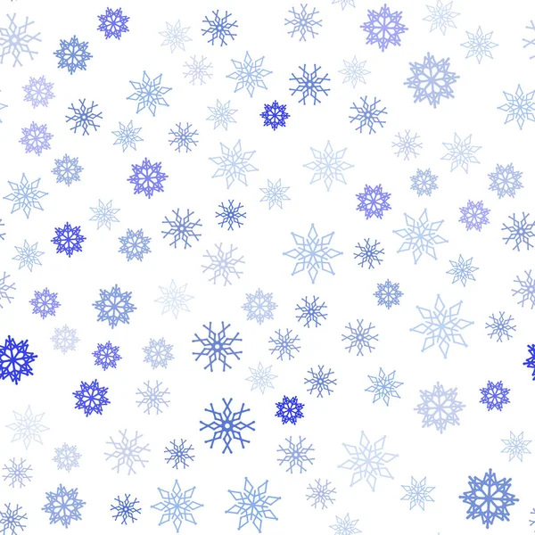 Světle Modrý Vektor Bezproblémové Rozložení Jasně Sněhové Vločky Zářivé Barevné — Stockový vektor