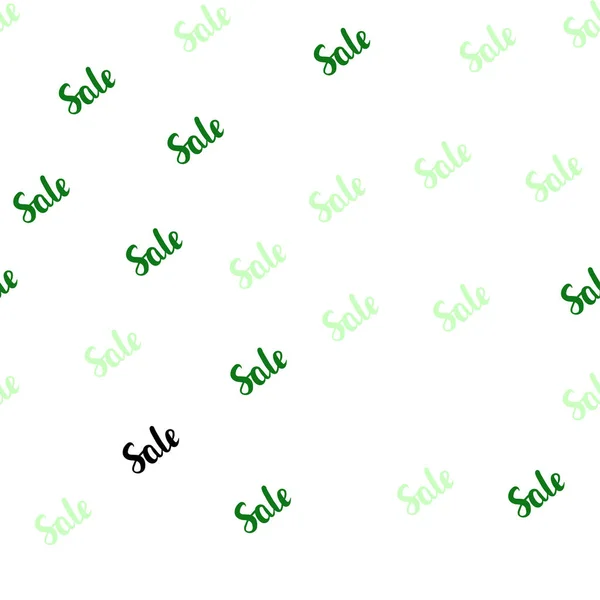 Hellgrüne Vektor Nahtlose Textur Mit Verkaufssymbolen Illustration Mit Verkaufsspuren Auf — Stockvektor