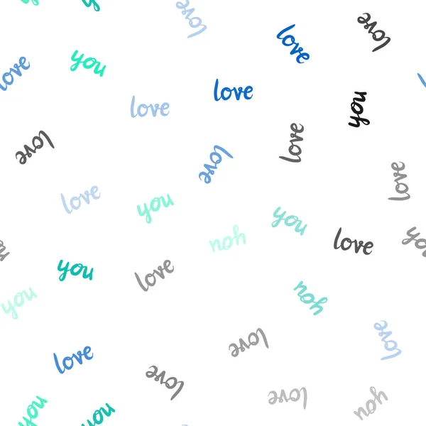 Γαλάζιο Πράσινο Διάνυσμα Απρόσκοπτη Σκηνικό Φράση Love You Εικονογράφηση Φράση — Διανυσματικό Αρχείο