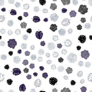 Koyu mavi vektör sorunsuz doodle desen yaprakları, çiçekleri ile. Soyut illüstrasyon yaprakları, çiçekleri karalamalar tarzı ile. Desen tasarım kumaş, duvar kağıtları.