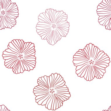 Hafif pembe, kırmızı çiçekler ile sorunsuz soyut tasarım vektör. Renkli resimde doodle tarzı çiçekli. Kartvizit, Web siteleri için şablon.