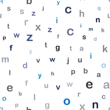 Koyu mavi vektör Abc sembolleri ile seamless modeli. Abc İngilizce sembolleri ile modern geometrik şekil. Kartvizit, Web siteleri için şablon.