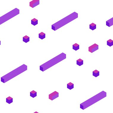 Mor ışık, vektör kesintisiz, izometrik desen kare tarzı pembe. Dikdörtgenler ile soyut degrade illüstrasyon. Tekstil, kumaş, duvar kağıtları için tasarım.