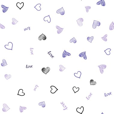 Mor vektör sorunsuz kapak teklif Love You, kalpleri ile ışık. Metin Love You, kalpleri ile doodle tarzında dizayn. Desen için modaya uygun Kumaş, duvar kağıtları.