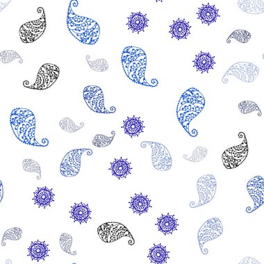 Yaprak ve çiçek ile koyu mavi vektör sorunsuz doodle arka plan. Yaprak ve çiçek ile yeni renkli resimde. Desen tasarım kumaş, duvar kağıtları.