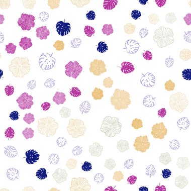 Yapraklar, çiçekler ile ışık çok renkli vektör sorunsuz doodle düzeni. İllüstrasyon soyut şablonundaki karalamalar ile. Tasarım için duvar kağıdı, kumaş üreticileri.