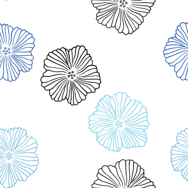 Светло Синий Вектор Цветами Красочная Иллюстрация Цветами Стиле Каракулей Текстура — стоковый вектор